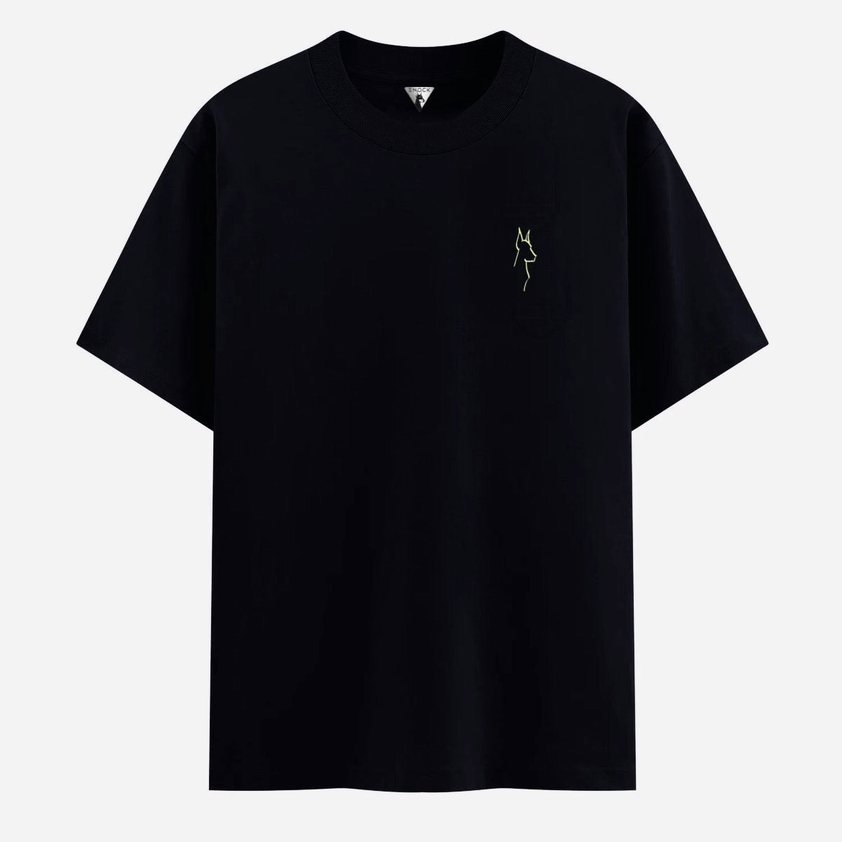Black T-shirt. Gold